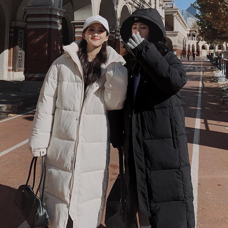 Down Cotton-padded Jacket Girls' Long Knee-length Winter New Korean Version of Cotton-padded Jacket Loose Padded Coat Commuting.
