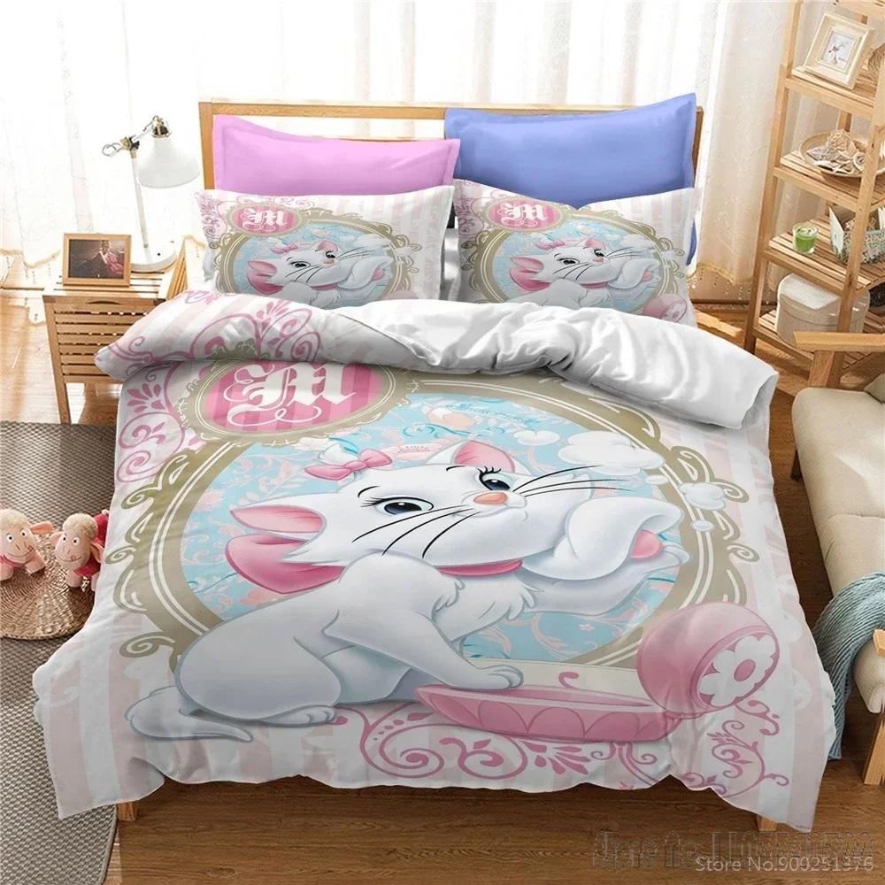 3D Print Cartoon Marie Cat Duvet Cover Set HD Comforter Cover for Kids Bedding Sets Bedclothes Bedroom Decor