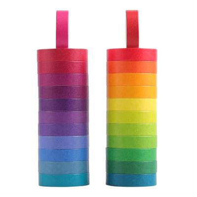 24pcs Rainbow Color Washi Tape Set 9mm Adhesive Masking Tapes Stickers Decoration DIY Marker Label