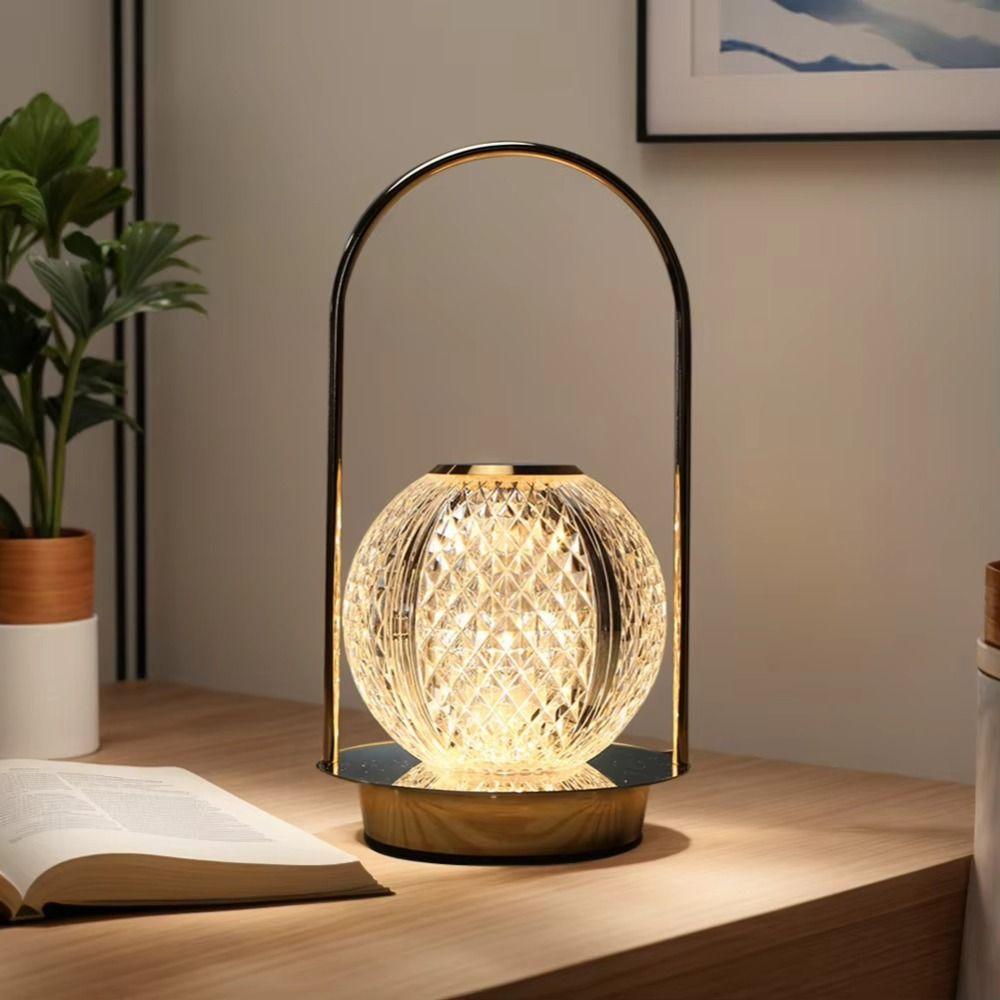 Dimmable Crystal Desk Lamp Nordic Portable Night Light Minimalist Metal Table Lamp  Bedroom