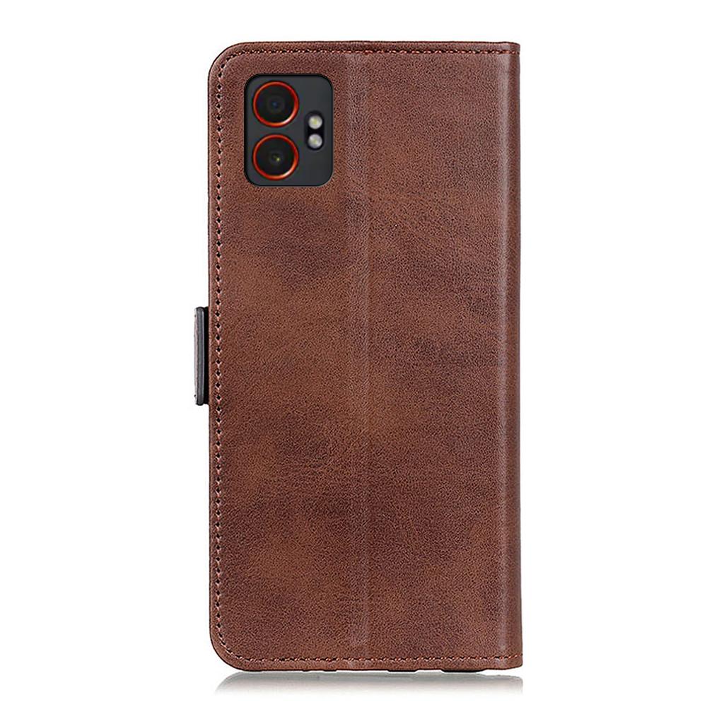For Samsung Galaxy XCover7 Pro Case Stand Cowhide Texture PU Leather Phone Cover
