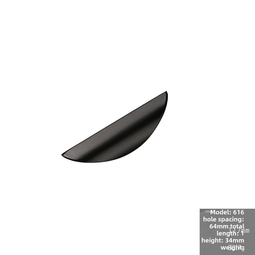 Nordic Crescent Copper Cabinet Handle - Modern Black & Gold Drawer Pull