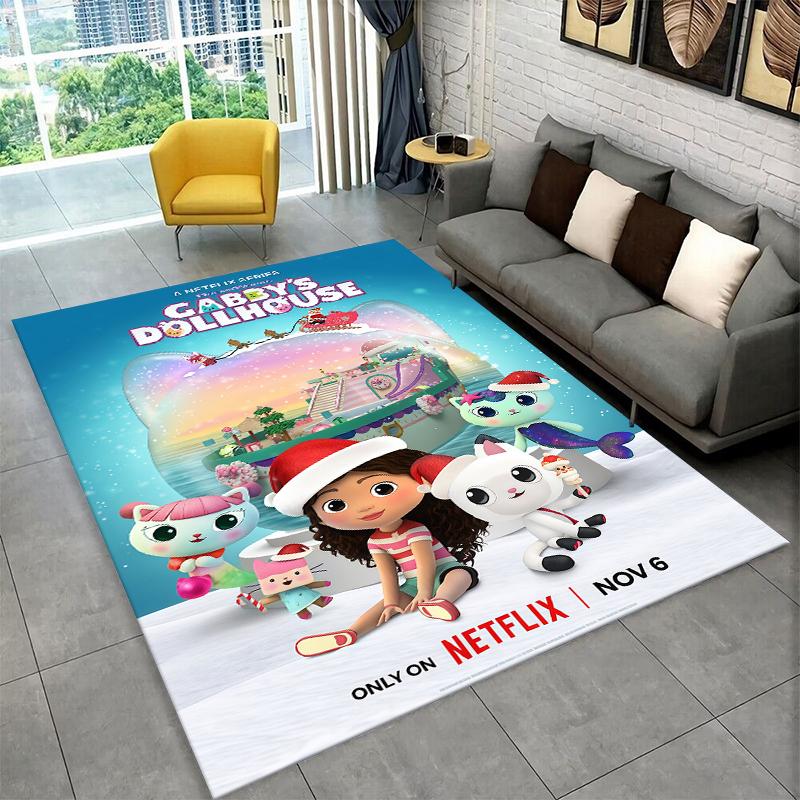 Cartoon Gabby Dollhouse Girl Carpet Rug for Playroom Bedroom Living Room Sofa Home Decor,kid Area Rug Non-slip Floor Mat Gift