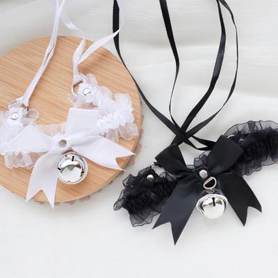 Lace Bell Collar Bow Tie Choker Necklace for Women - Cute Maid Cosplay Accessory