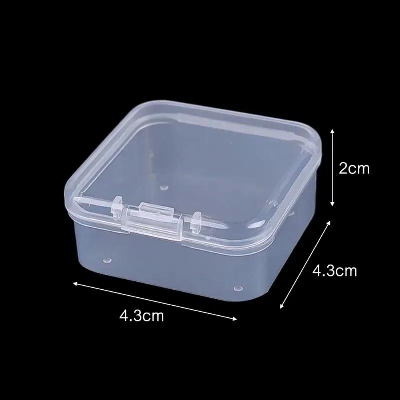 48/6PCS Mini Storage Box Transparent Plastic Jewelry Storage Box Container Portable Earring Ring Earplugs Packaging Storage Case