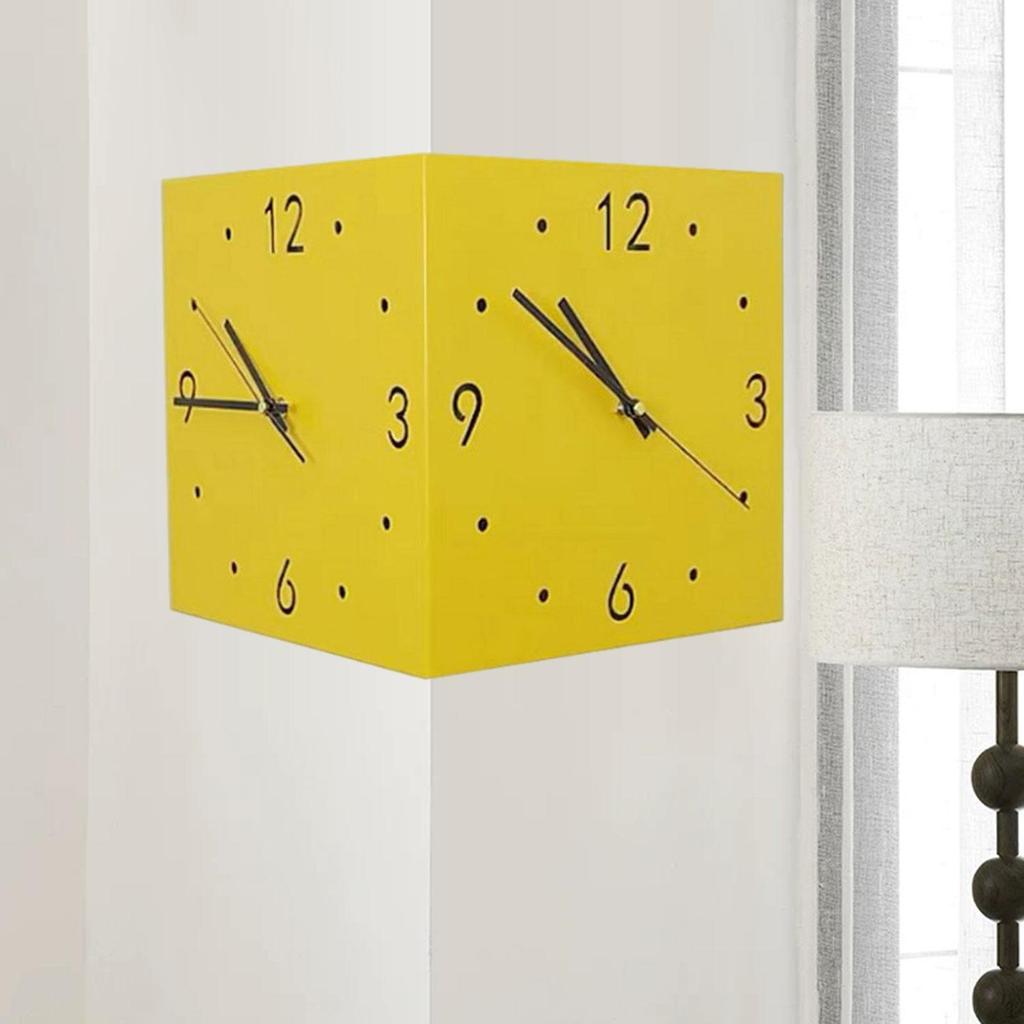 Faced Corner Timepiece Quiet Design Square Clock for Cafe Dining Area