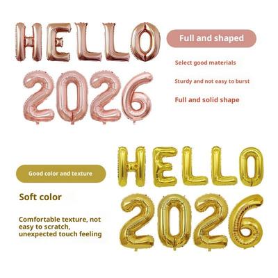 Hallo 2026 Gelukkig Jaar Metallic Folie Ballonnen Feestelijke Decoratie Voor Feesten Huisdecoratie