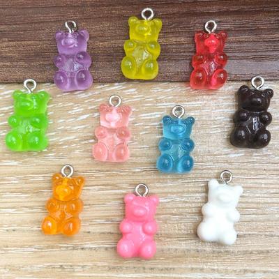 Cute Colorful Cartoon Bear Pendant Charm - Resin DIY Jewelry Accessory