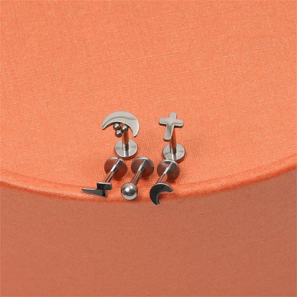 5Pcs/lot Lover Gift ASTM F136 Titanium 16G Cartilage Tragus Earrings Ear Lip Helix Studs Tongue Nail Body Piercing Jewelry