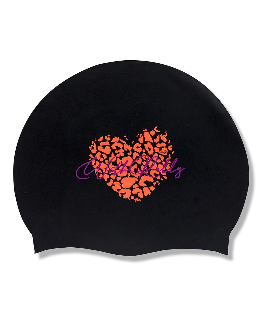 Laelliseupocheu [Rruc505 Blk] Heart Silicone Swim Cap Black