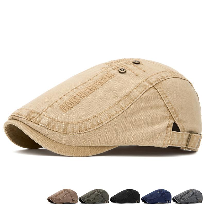 Men's Summer Thin Peaked Cap Embroidered Breathable Cap British Newsboy Cap Adjustable Sunshade Beret