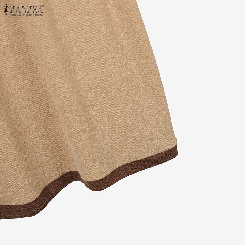 ZANZEA Bluzka z długim rękawem i spodnie damskie, casualowe dwuczęściowe zestawy garniturowe