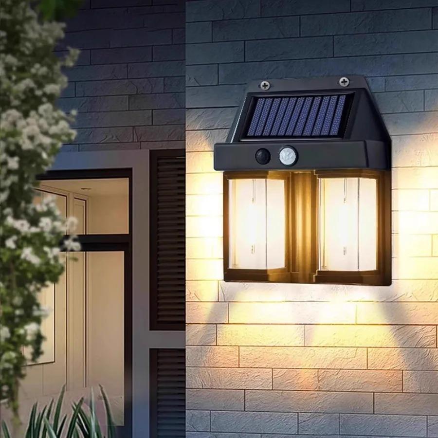 New Solar Tungsten Filament Lamp Outdoor Waterproof Intelligent Induction Wall Lamp Courtyard Garden Villa Lighting Night Light