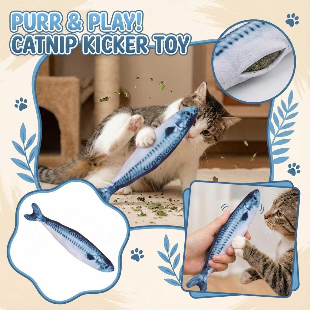 Simulierter Fisch, Kauspielzeugpuppe, Katzenminze Beißspielzeug,