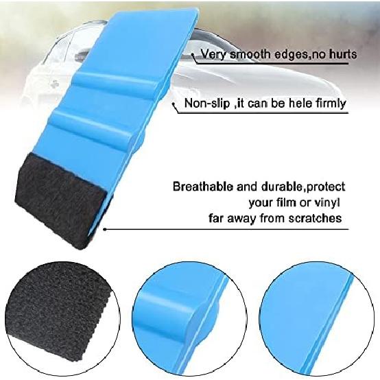 Frienda 12 Pieces Plastic Felt Edge Squeegee Tool Vinyl 4 Inch Felt Squeegee Applicator Tool Scraper Tool with Soft Cloth for Car Vinyl Wrap, Window