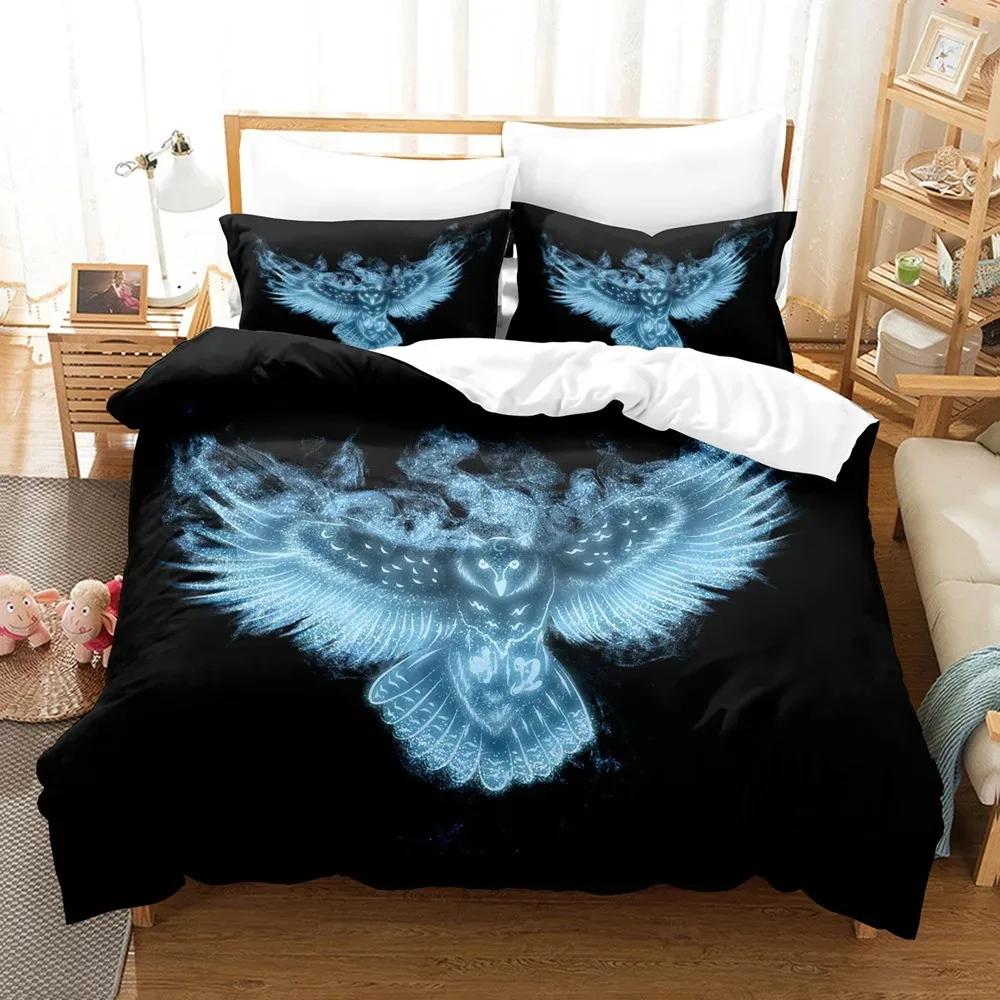 Owl Duvet Cover Set King/Queen Size,lovely Baby Owl Quilt Cover On A Tree,cute Wild Animal Polyester Bedding Set for Boys Teens