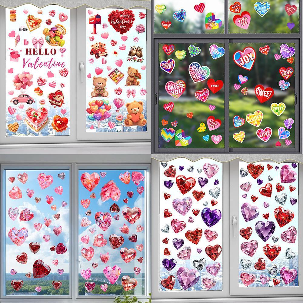 Kunshangpin Heart Diamond Double-Sided Glass Sticker - Removable & Adhesive-Free