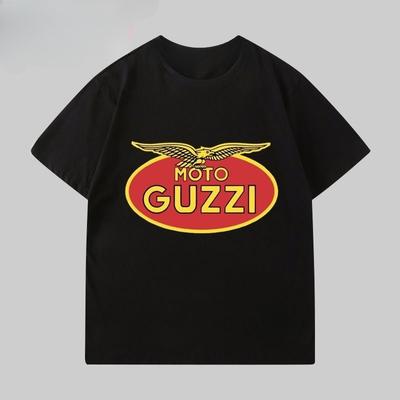 Camiseta de Manga Corta para Hombre Marca de Tendencia Moda Personalizada Camiseta Estampada de Motocicleta MOTO GUZZI Tendencia para Hombre Suelta