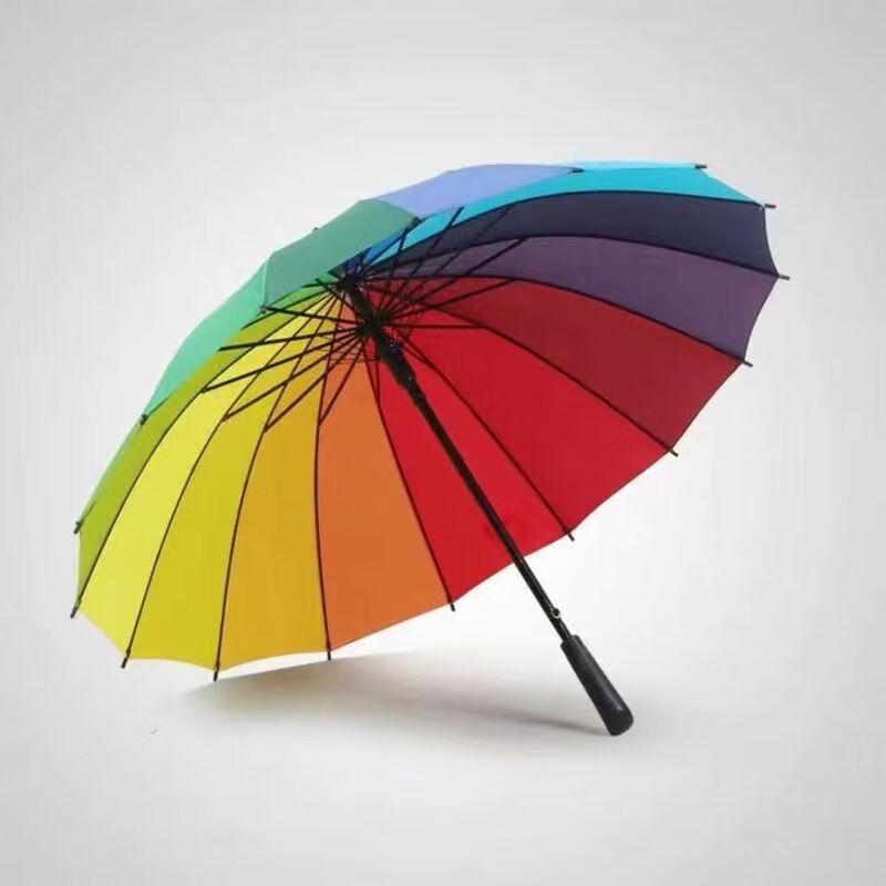 24-Rib Windproof Rainbow Straight Umbrella