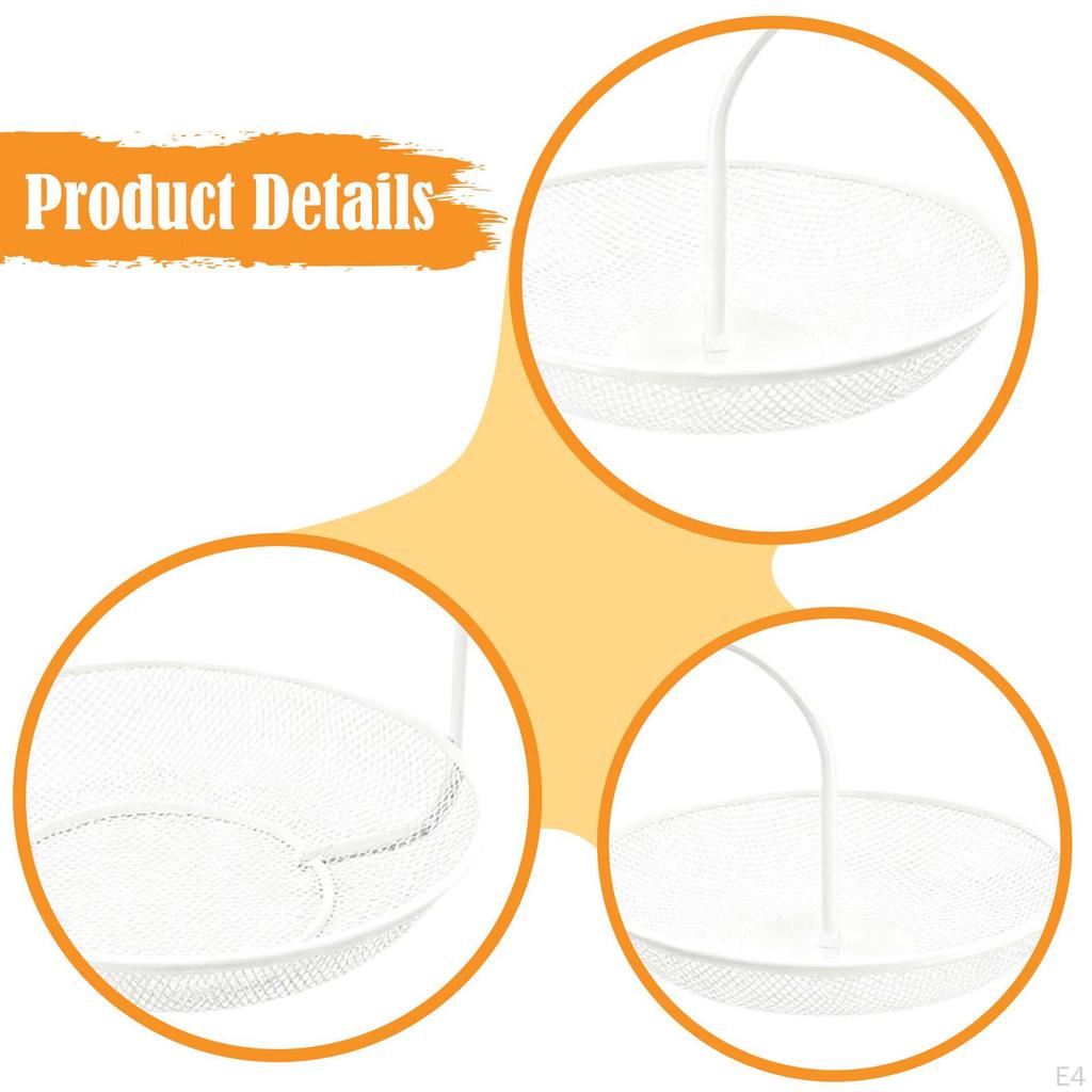 2-Tier Fruit Basket, Home Decor, Metal Wire, Non-Slip, Vegetable Mesh Bowl