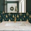 Decorative Contact Paper for Cabinets Christmas Tree Wall Sticker, 150/300cm Gold Green Peel And Stick Wallpaper, Moisture Proof Bathroom Wallpaper