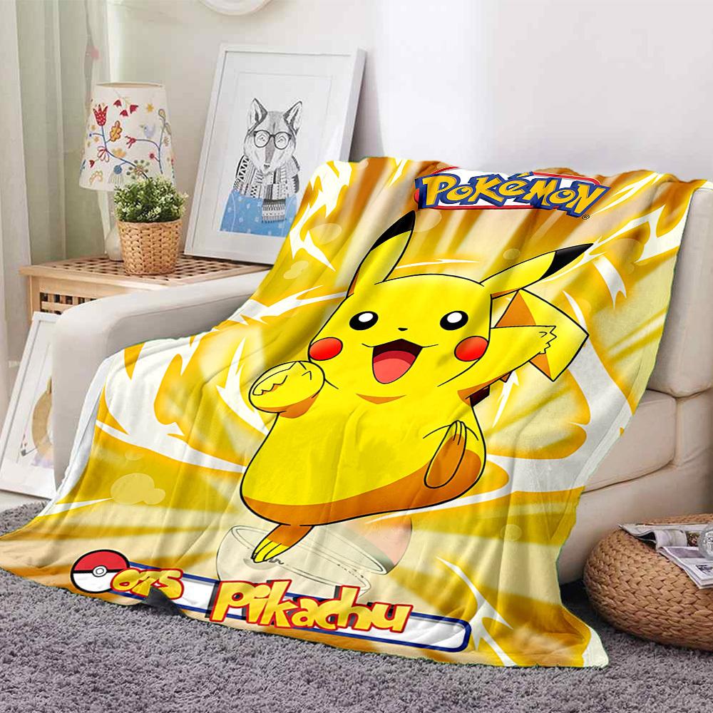1pc Pikachu Electric Flannel Blanket, Soft Skin Friendly with Digital Printing, Various Sizes Available for Family, Friends, Birthday