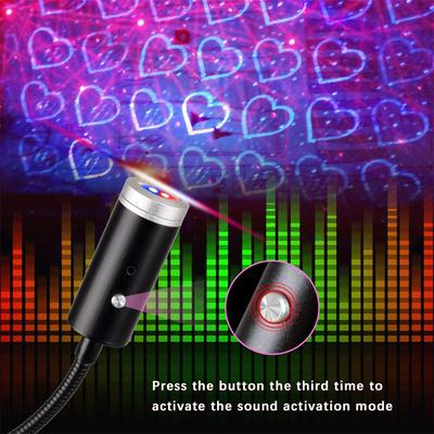 USB Star Projector Night Lights 3 Colors & 24 Lighting Modes Sound Activated Strobe Adjustable Starry Galaxy Lamp Car Room Decor