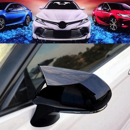 Glossy Black Ox Horn Rear View Mirror Cover Caps For Toyota Camry 2018-2022 US