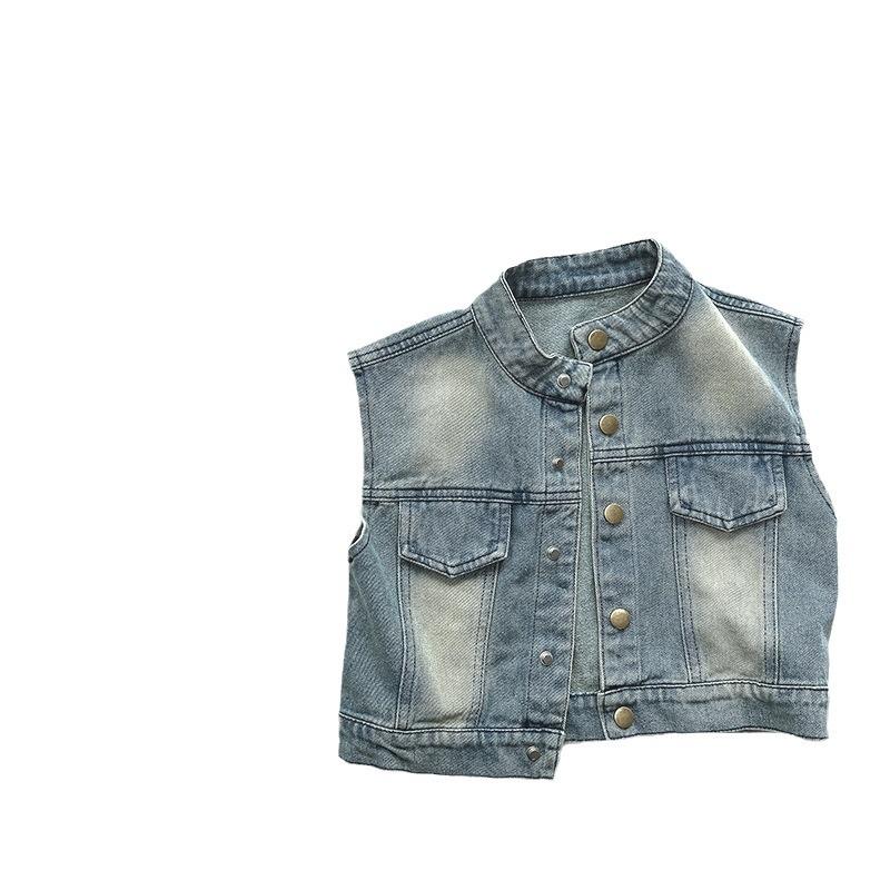 Vintage Denim Sleeveless Vest Casual Children Top For Boys And Girls