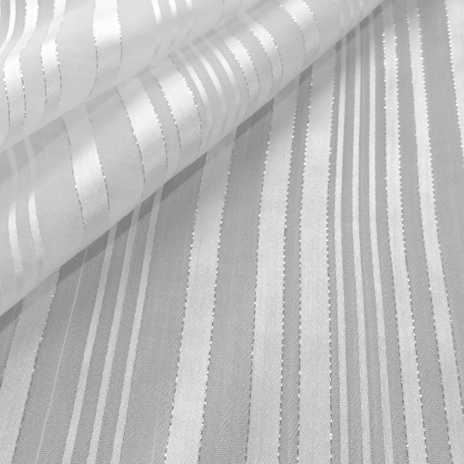 

Полосатая шифоновая ткань с блестящим серебристым люрексом, идеально подходящая для тонкого [moonfarm] глиттера, рукоделия, стильная, красивая, (Белый, 2 м)