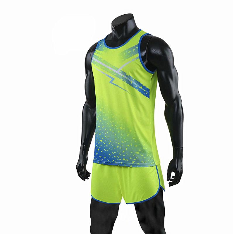 Fashion Men Women Vest+Shorts Breathable Track Field Competition Sportswear Sprint Running Suit Marathon Clothes Running Sets