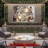 2D Happy Birthday Backdrop Silver Balloon White Rose Gift Box Bokeh Glow Photo Banner