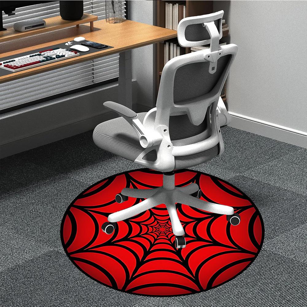 1PC Spider Web Office Round Area Rug, Mat Suitable For Office, Under Office Chairs Bedroom Living Room Home Decor, Room Deco