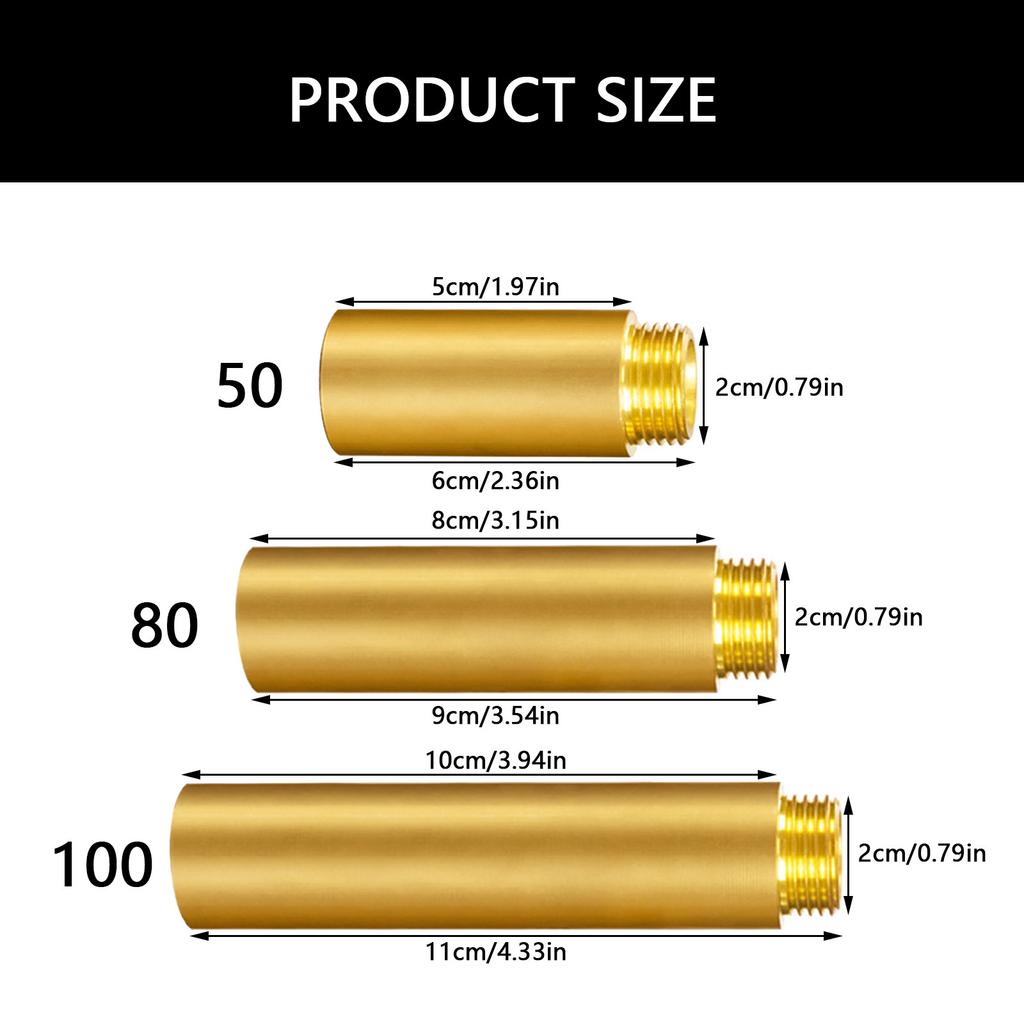 2pcs Brass?1/2inch Tap Extension Brass?1/2inch Hose Extension Plumbing Extension Adapter Upgrades for Heating & Drinking