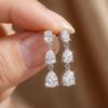Exquisite Crystal Waterdrop Cubic Zirconia Earrings for Women Copper Color Inlaid Zircon Dangle Earrings Party Versatile Zircon