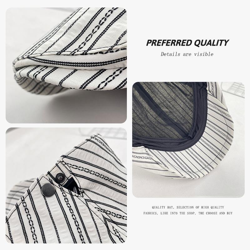 Korean niche design striped forward cap for women, spring and autumn thin breathable versatile cap that makes the face look smaller, duckbill newsboy