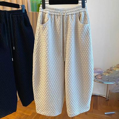Pantaloni pentru Femei Mărimi Mari Îngroșați Elastici Talie Înaltă Pantaloni Lungi Culoare Solidă Fleece Casual Pantaloni cu Picior Larg