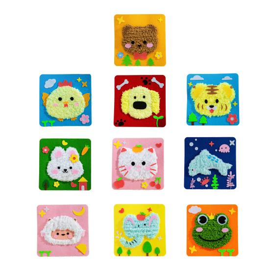 1/7/10Pcs Christmas Handmade DIY Material Bag Easy to Operate Embroidered Doll Set with Cartoon Animal Pattern Sewing Craft Kit