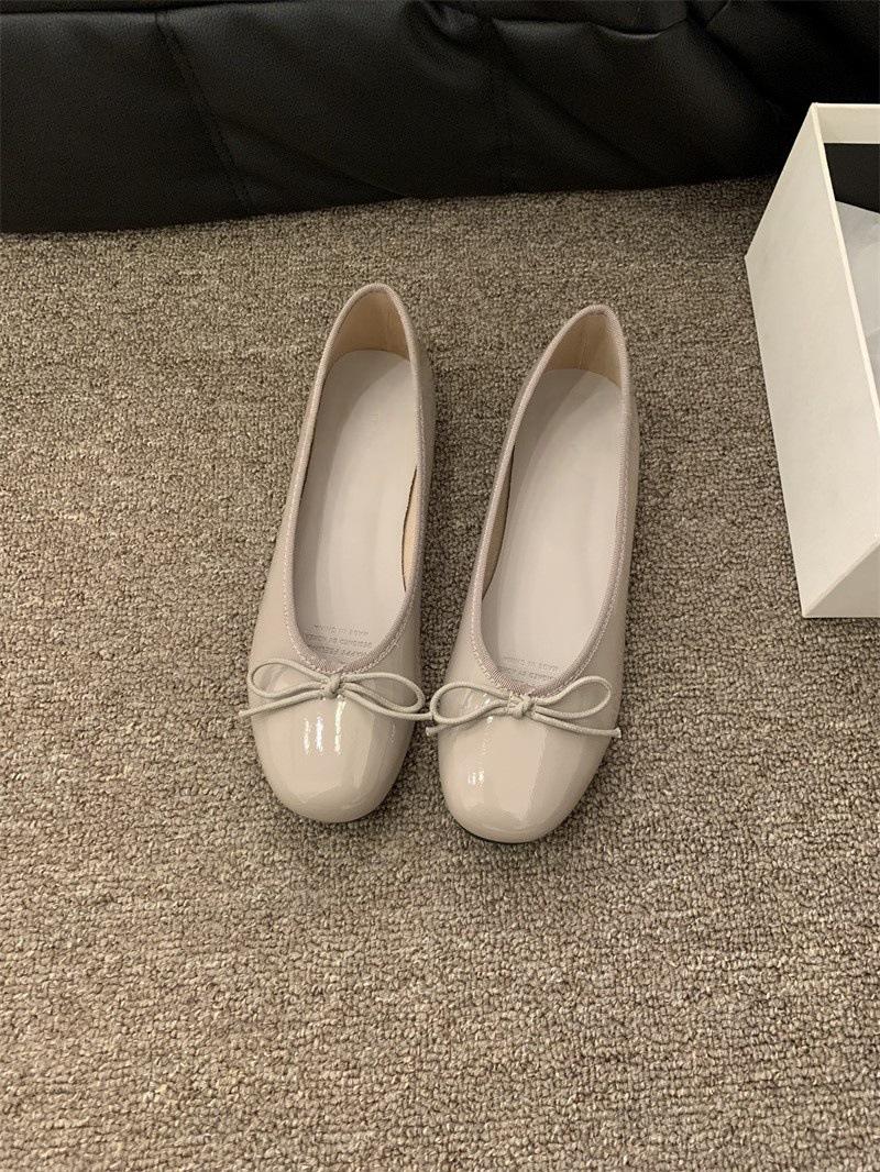 

Bow fairy shallow mouth single shoes female spring and autumn retro gentle niche evening breeze flat-bottomed Doudou shoes 40 світло-сірого кольору