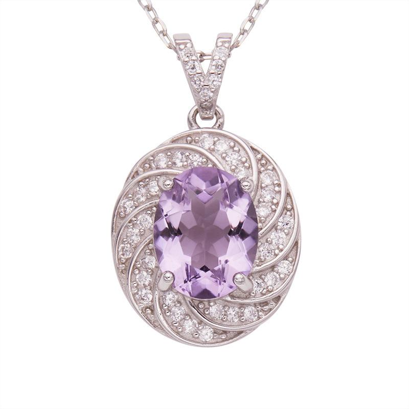 Natural Topaz Citrine Amethyst Necklace Women'S S925 Sterling Silver Colored Treasure Pendant Jewelry Earrings
