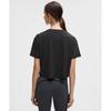 Lululemon Jersey Training Cropped Short Sleeve Shirt  Flocked Black Black