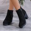 2024 Winter Women Boots Sexy Fashion Boots Pattern Chunky High Heels Women Boots  Female Round Toe Comfortable Shoes for Women