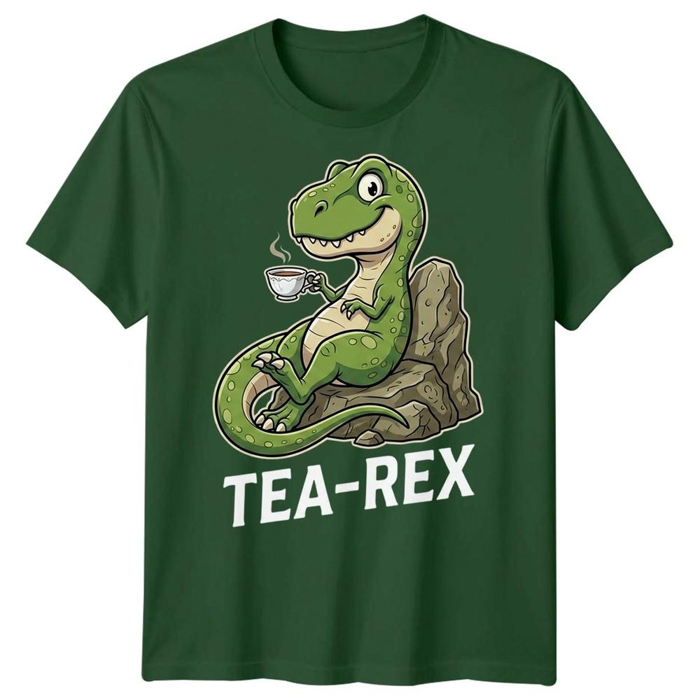 Tea Rex Funny Dinosaur Drinking Tea Unisexs T Shirt Graphic Novelty Tee