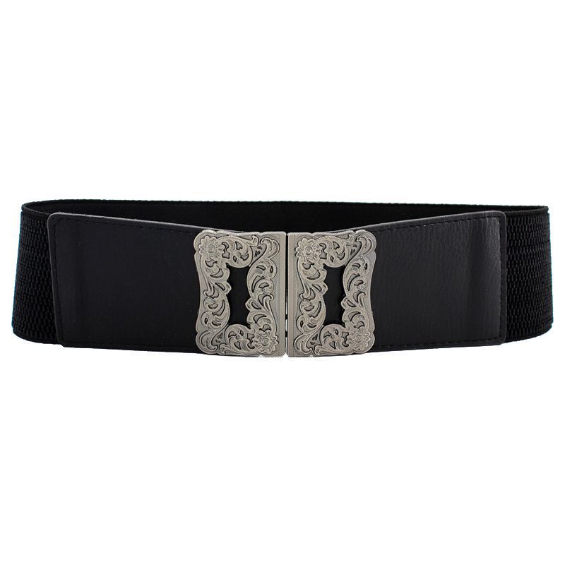 Trendy Womens Black Stretch Waist Belt Offering A Slender Look With Versatile Wear Options