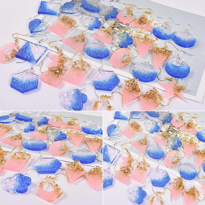 Shiny Glossy Silicone Resin Molds Geometry-shaped Earrings Mold DIY Keychain Pendant Jewelry Epoxy Resin Crafting Molds