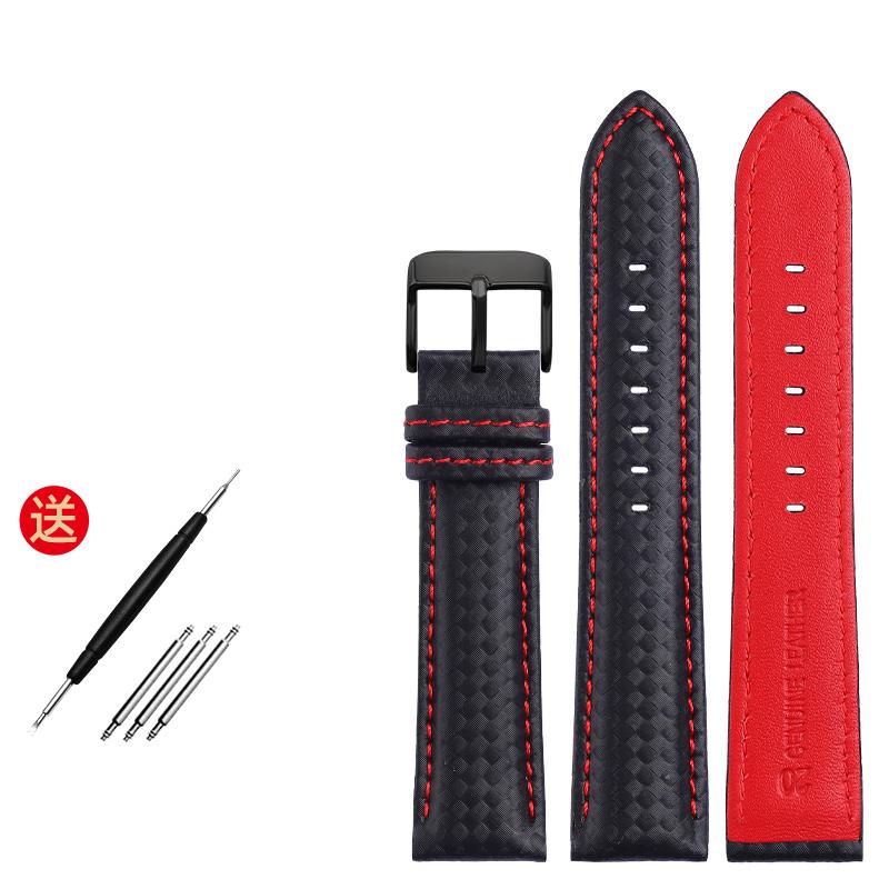

Браслет из натуральной кожи, ремешок для часов из углеродного волокна, 18 мм, 20 мм, красный, оранжевый, с строчкой, ремешок для часов 21 мм, 22 мм, 23 мм, 24 мм, ремешок для часов 24mm