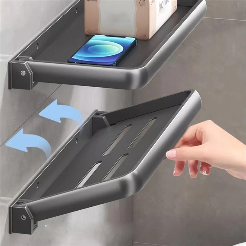 Fresh Aluminum Folding Bathroom Rack Space-Saving Design, Wall Mount Storage Solution Holder