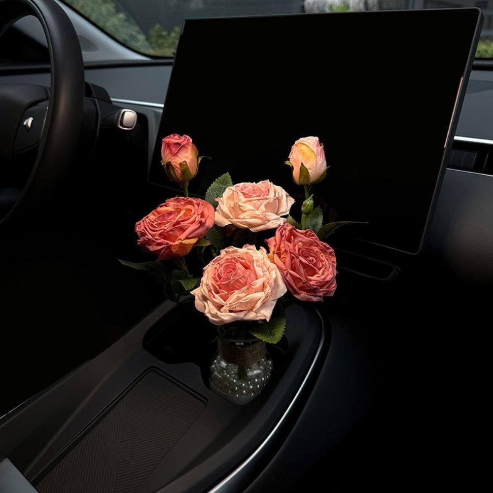 French-style Flower Car Ornaments Frayed Edge Rose Car Decor Car Interior Decoration  Gifts