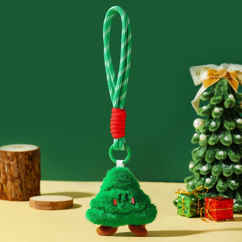 Cute Cartoon Christmas Plush Pendant Lanyard Keychain Kawii Plush Little Doll Backpack Handbag Pendant Decoration Accessories