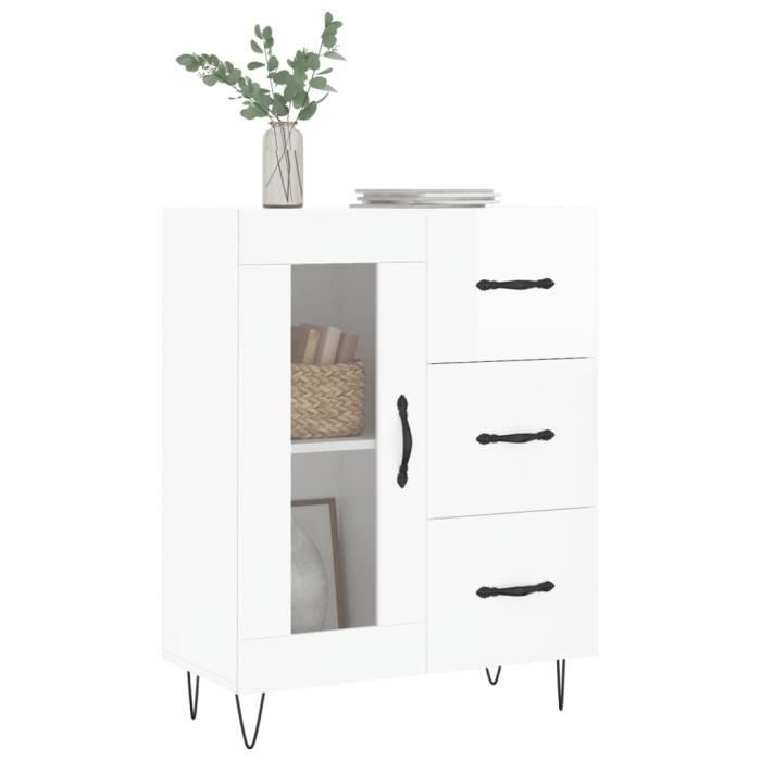 VidaXL Buffet Blanc brillant 69,5x34x90 cm Bois d'ingénierie 828038